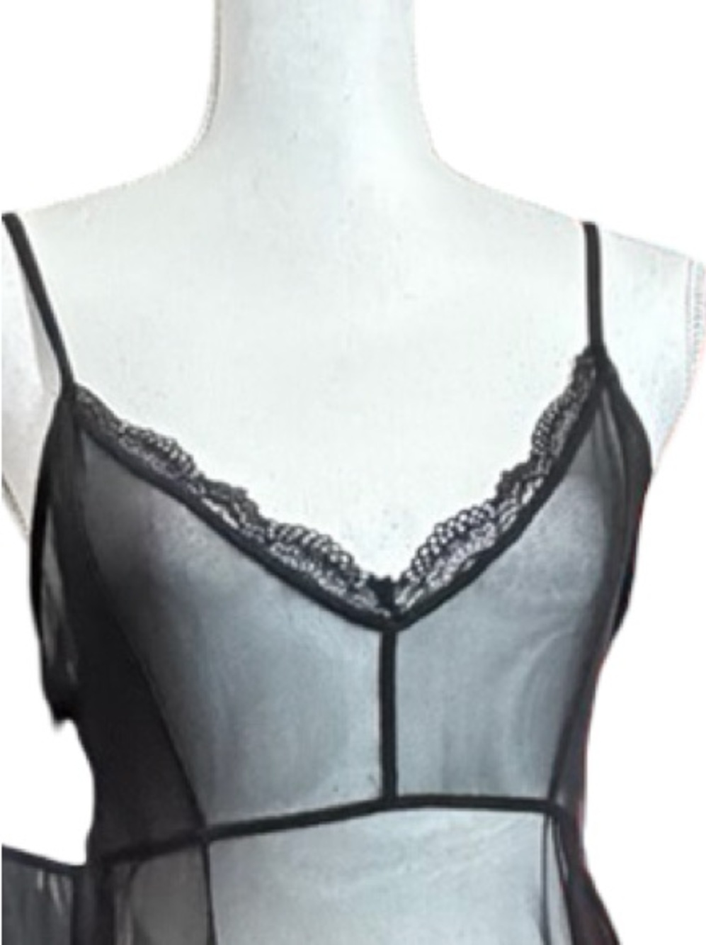 ZARA Black Sheer Mesh Maxi Slip Dress - Size S - Picture 2 of 8